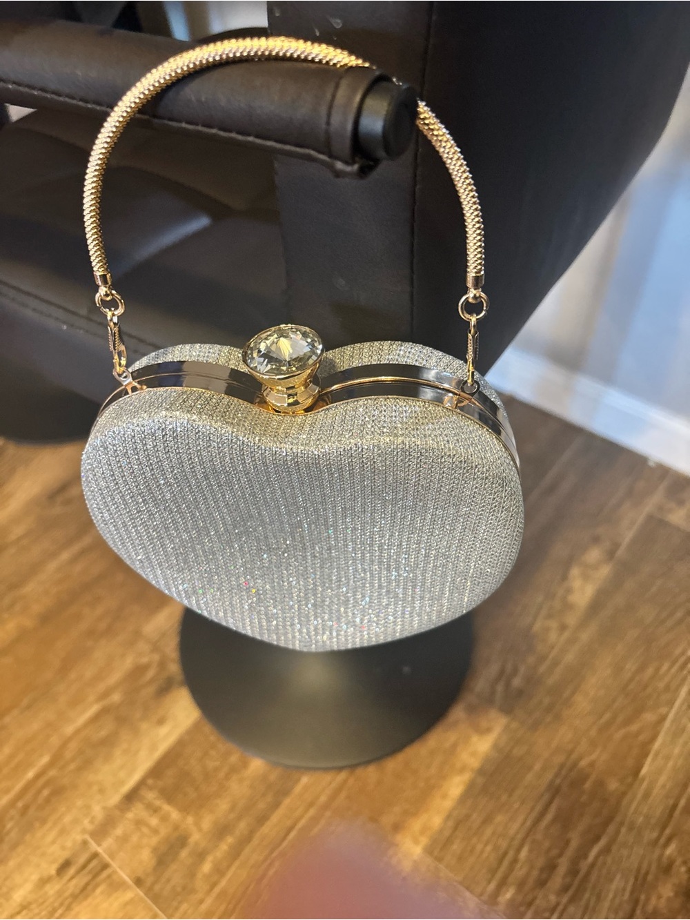 Crystal Heart Evening Clutch - Silver